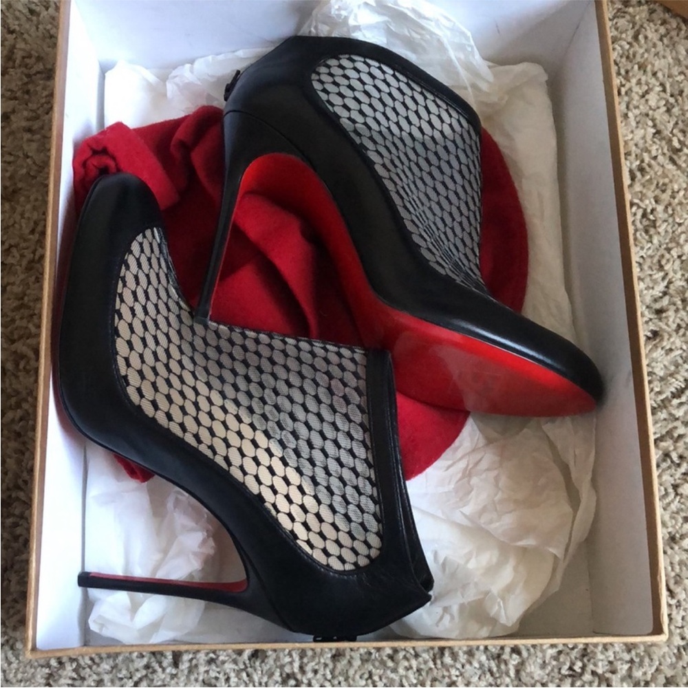 Christian Louboutin booties Black and Red Mesh Women's Heels